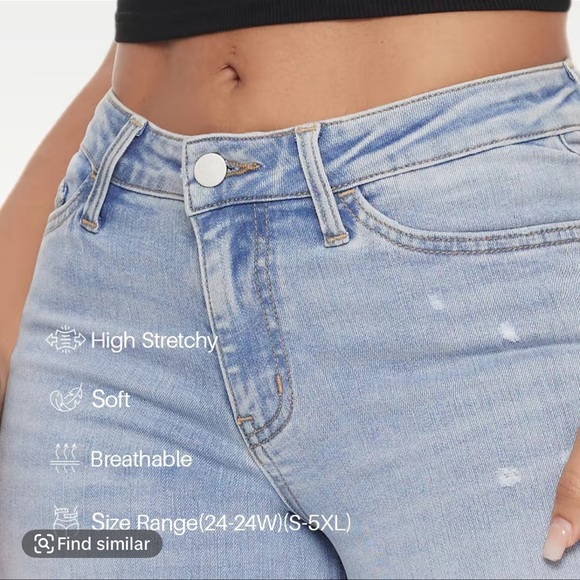 ONESO Women's Wide Leg Light Blue Jeans - Picture 4 of 6